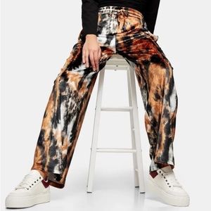 TOPSHOP Tie Dye Velour Wide Leg Pants